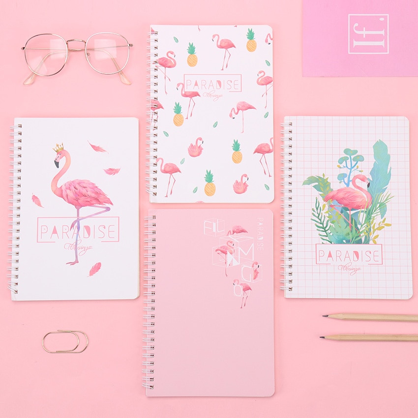 1Pc Briefpapier Flamingo Notepad A5 Notebook Kleine Verse Coils Deze Hand Grootboek Student Levert 120 Pagina 'S