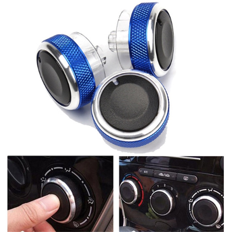 3pcs/Set 4 Colors Car AC Knob Aluminum Alloy Air Conditioning Heat Control Switch Accessories