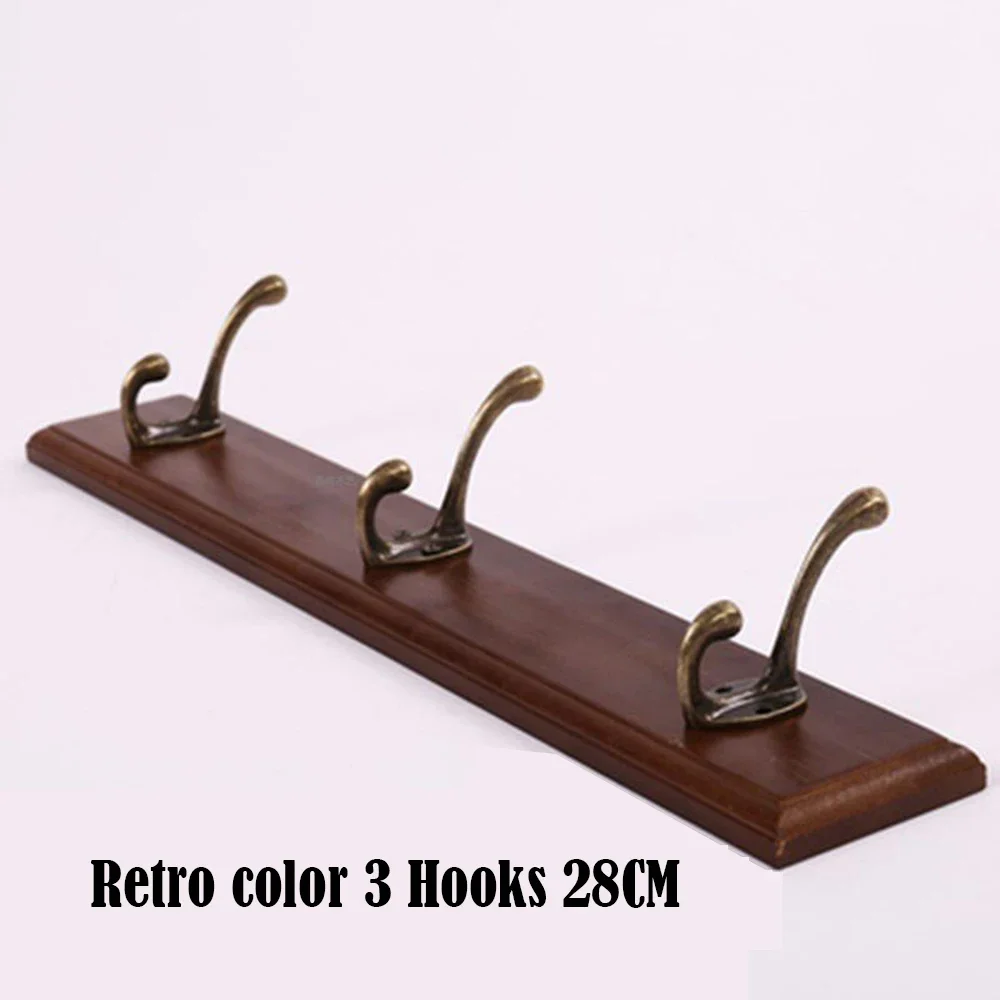 Colgador de pared para puerta de dormitorio, gancho trasero de madera maciza, perchero perforado para ropa, Organizador de armario para decoración del hogar: Negro