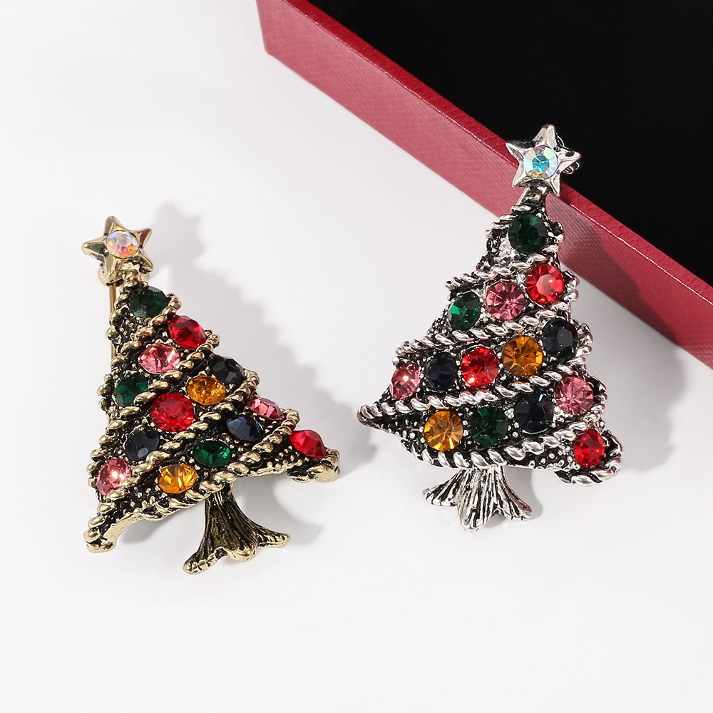 Crystal Kerstboom Broche Pins Bruiloft Kraag Clip Sjaal Gesp Accessoire Mode-sieraden Broches Beste Voor Vrouwen