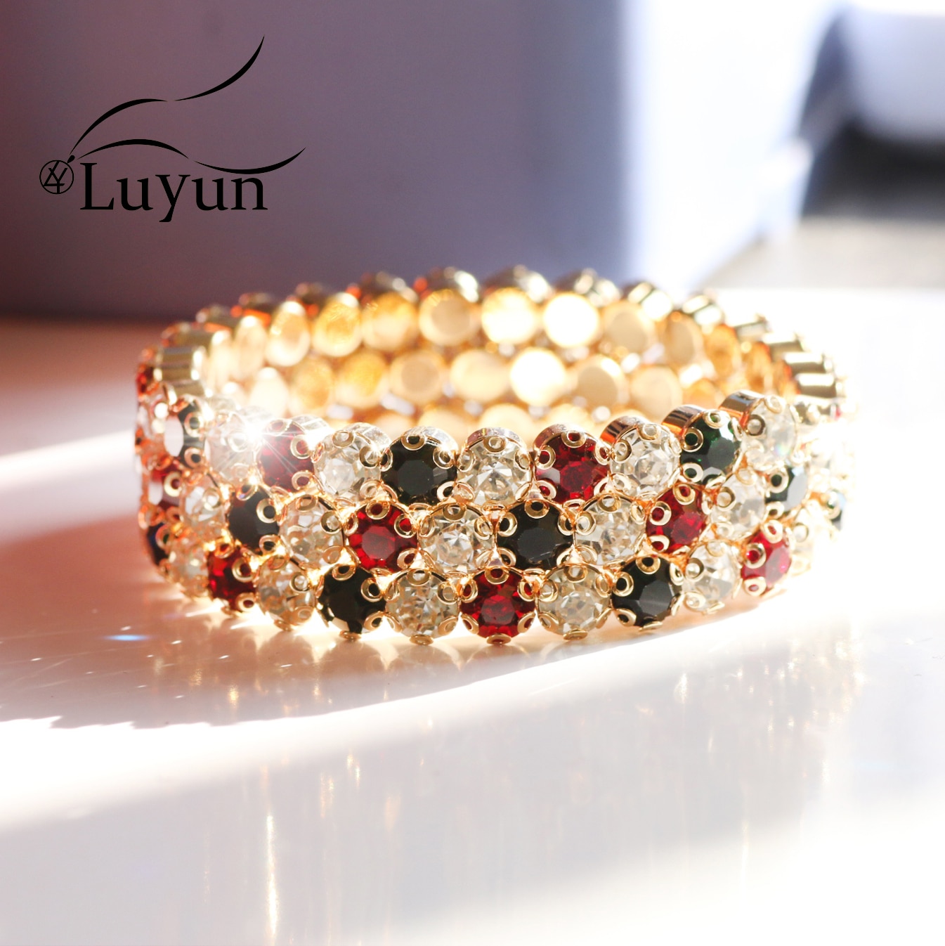 Luyun Luxe Sieraden Kristal Tennis Armband vrouwen Sieraden Rvs Armbanden Op Hand Accessoires