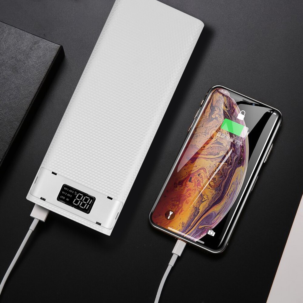 Kebidu Quick Charge Dual Usb Micro Usb Type C Power Bank Shell 5V Diy 8*18650 Case Batterij lading Opbergdoos Zonder Batterij
