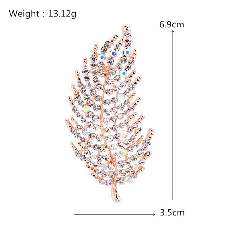 beauty Women man gold Zinc Alloy crystal exquisite feather Rhinestone pins garment accessory