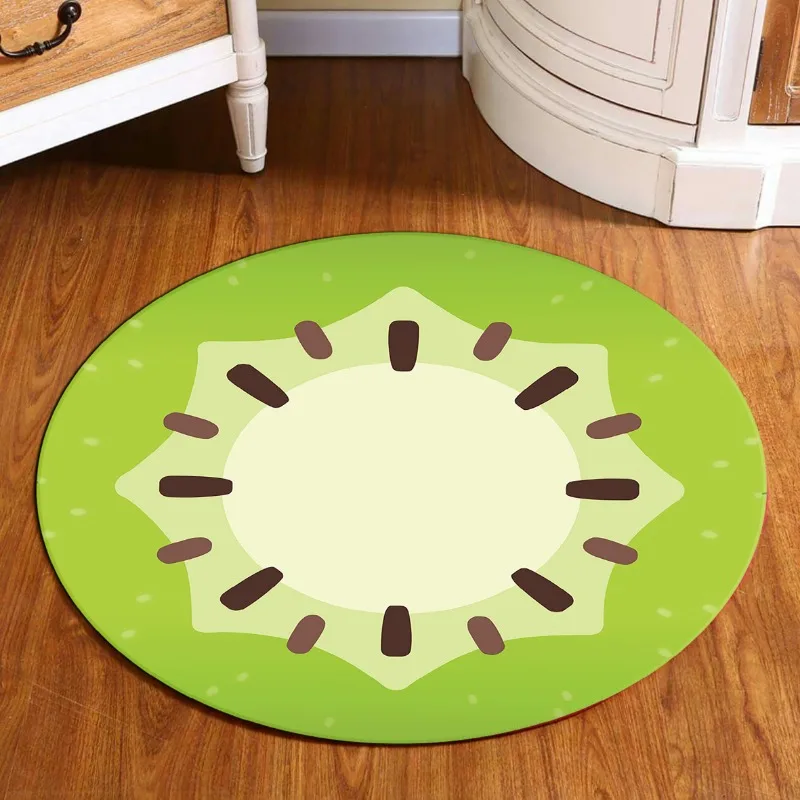 Alfombra redonda Kiwi, alfombra para sala de estar de frutas frescas, alfombra decorativa moderna y para sala de estar y dormitorio, alfombrilla para mecedora