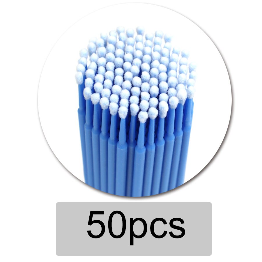 50pcs Disposable MicroBrush Eyelashes Extension Individual Lash Removing Swab Micro Brush For Eyelash Extension Tools: 50 pcs blue