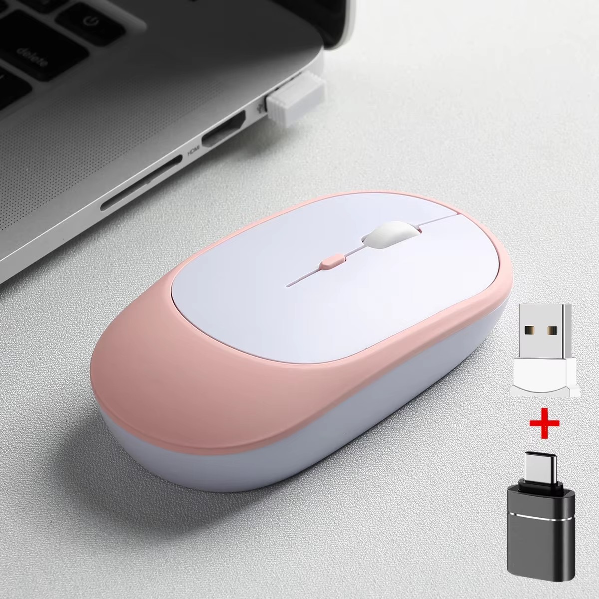 Rechargeable Wireless Mouse Dual Modes Bluetooth-compatible 2.4G USB Ergonomic Mice For Laptop Pad Tablet Macbook Mause: Silver