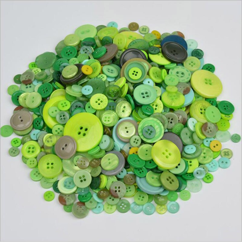 600 stuks 2-gaten/4-holes Ronde plastic knop groen serie gemengde kleur hars knop kleding accessoires voor kleding DIY