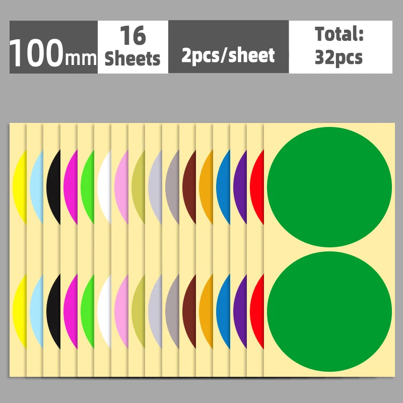 Autocollants à pois auto-adhésifs, étiquette ronde, fournitures scolaires, document mixte, multi-taille, 6mm, 8mm, 10mm, 13mm, 16mm, 19mm, 25mm, 32mm, 50mm, 100mm, 16 feuilles: Chocolat