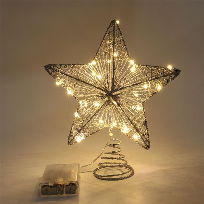 Prachtige Ster Opknoping Decor Pentagram Hanger Shiny Kerstboom Ornament Xmas Tree Smeedijzeren Vijfpuntige Ster Boom Top Ster