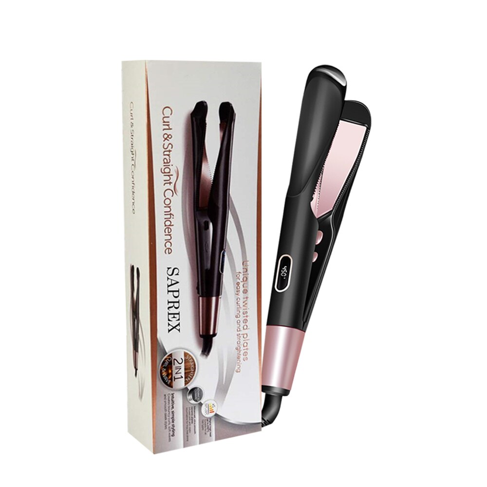 Hair Straightener Curling Iron 2 in 1 Tourmaline Ceramic Twisted Flat Iron With LCD Digital Display & Auto Shut-Off: Pro(With box) / UK