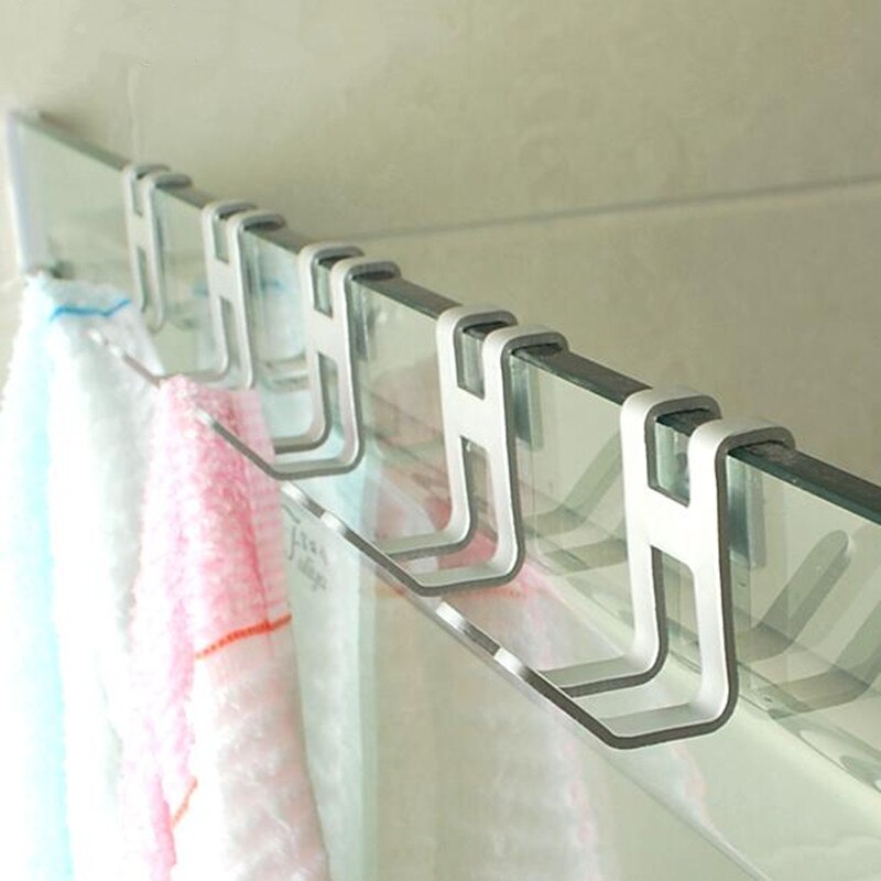 Ruimte Aluminium Douche Glazen Deur Haken H Vorm Opknoping Haak Badkamer Keuken Opbergrek Handdoek Servies Gratis Punch Hanger