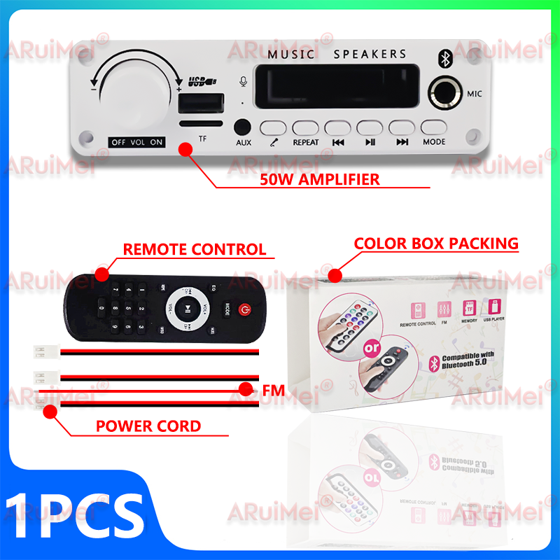 50w amplificador bluetooth mp3 wma ape placa decodificadora dc 12v 25w handsfree microfone de áudio do carro usb tf rádio fm diy mp3 leitor música: Vermelho
