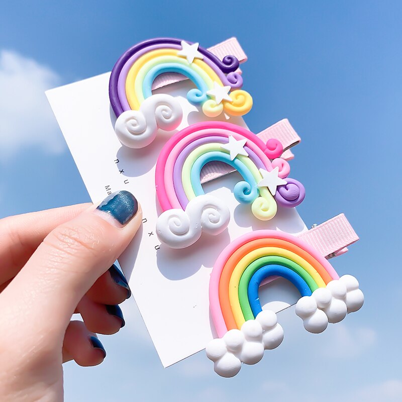 [Xwen]Korean Candy Color Edge Clip Rainbow Hairwear Lollipop Bangs Cute Girl Kids Hairpin Simple Hair Accessories OH1337: 24