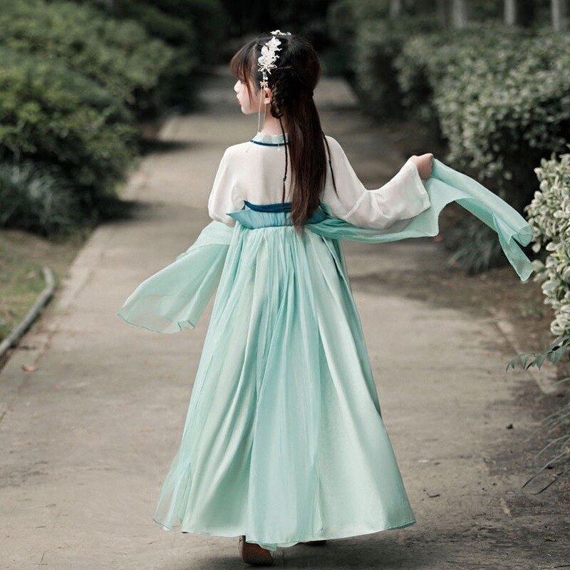 Disfraz de Hanfu chino para niños, ropa tradicional de danza folclórica puesta en escena, espectáculo de niña, cantantes Retro, vestido de Hada de princesa
