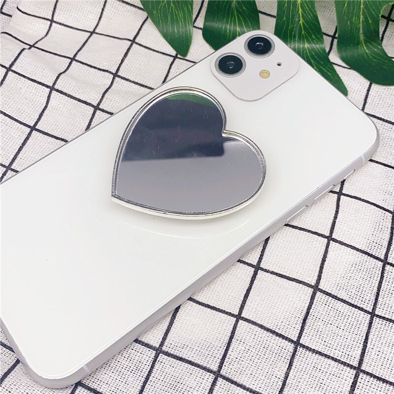 Presa di cristallo rhinstone cuore del telefono dello specchio del basamento rotondo popolare anello di barretta staffa di montaggio supporto mobile: yinbianjingzi