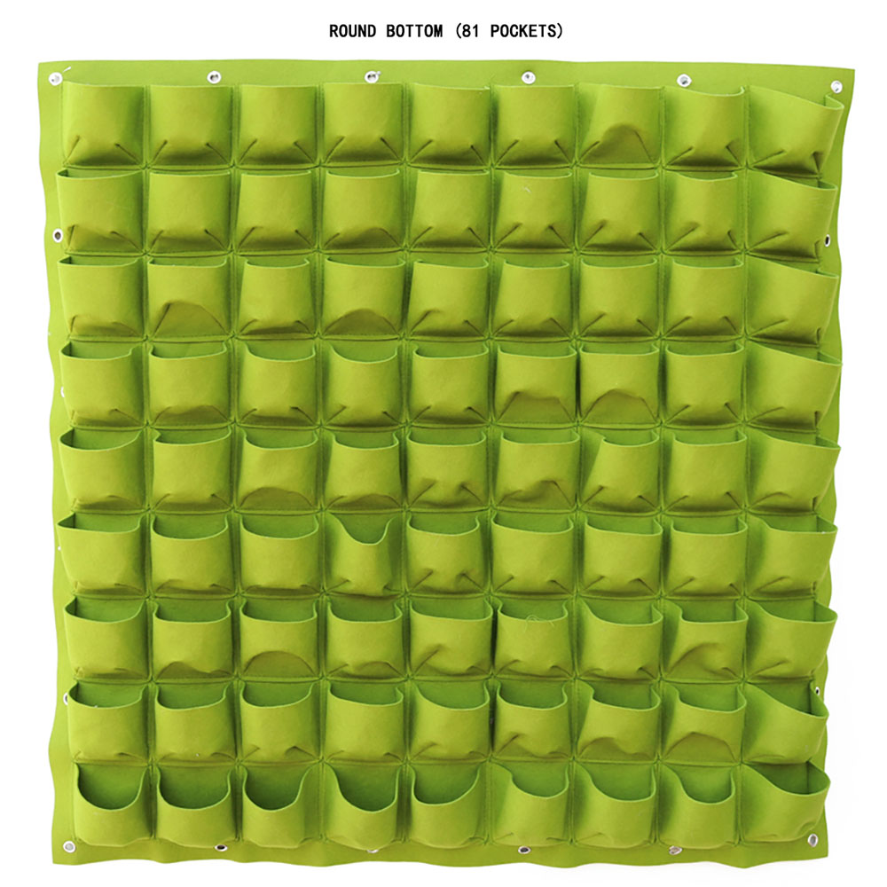 Wall Mount Hanging Planting Bags Home Supplies Multi Pockets DIY Grow Bag Planter Vertical Growing Vegetable Living Garden Bag: 81 pockets     (L)