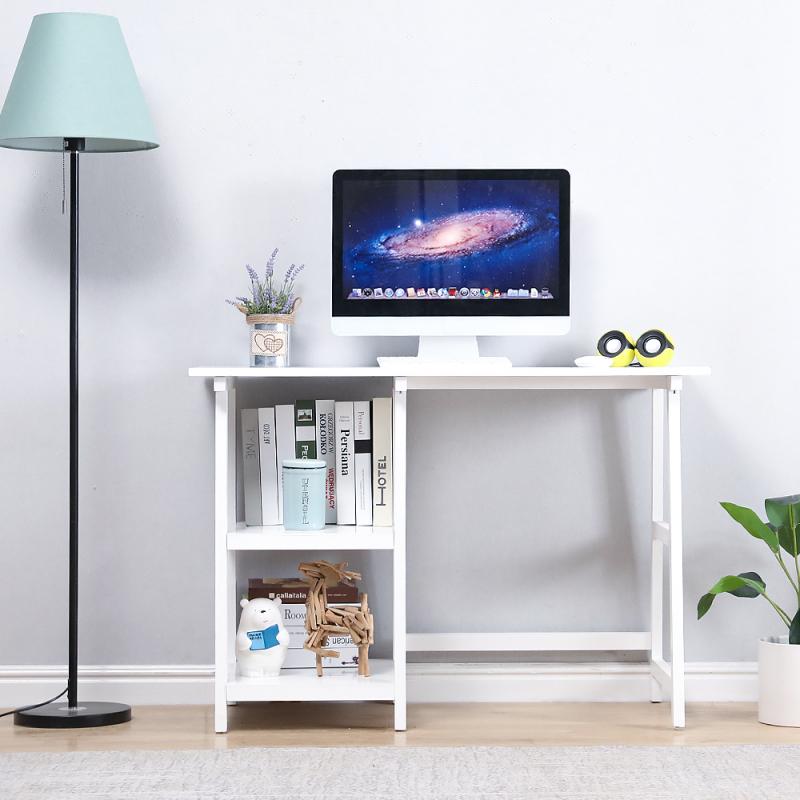 White Workbench With Two Shelves Modern Removable Multi-purpose Study Computer Office Bedroom Workbench Tables Storage Tools