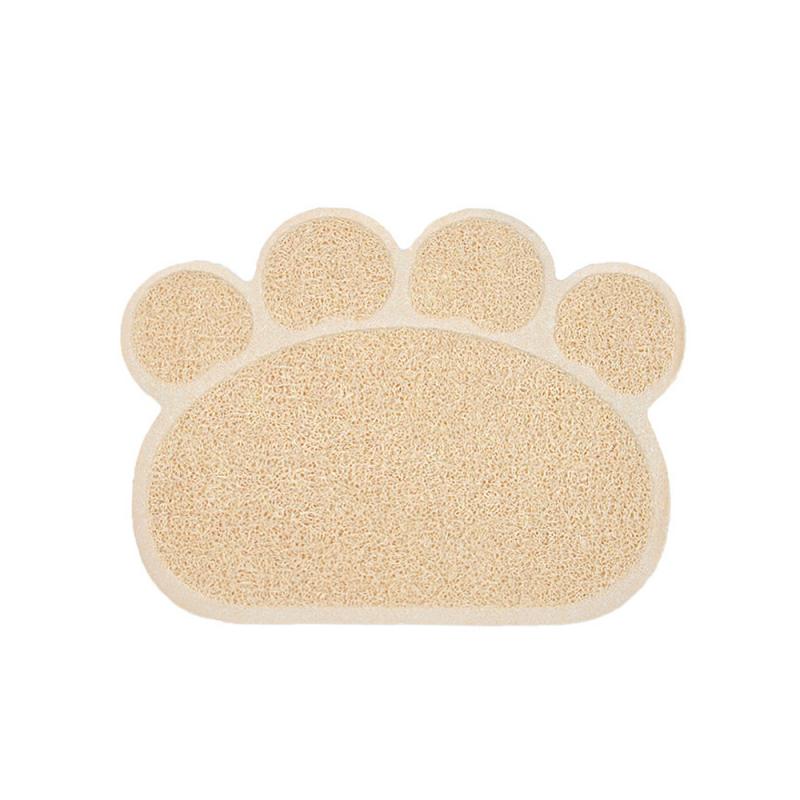 1Pc Pet Dog Puppy Cat Feeding Mat Pad Bone Paw-shaped Silicone Dish Bowl Food Feed Placement Easy Cleaning Pet Accessories: beige Paw S