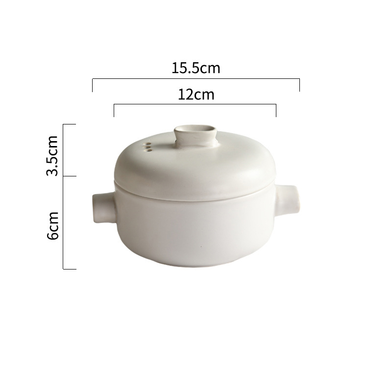 Japanese Style Steamer Casserole With Steamer Drawer Soup Pot Stew Pot Bamboo Multilayer Hotel Household Ceramic Casserole ZB182: white