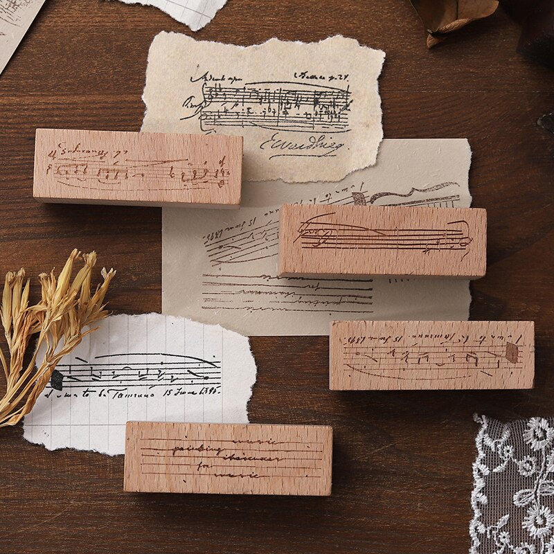 Vintage musik noter stempel diy dekoration håndværk træ gummistempler til scrapbooking papirvarer scrapbooking segl