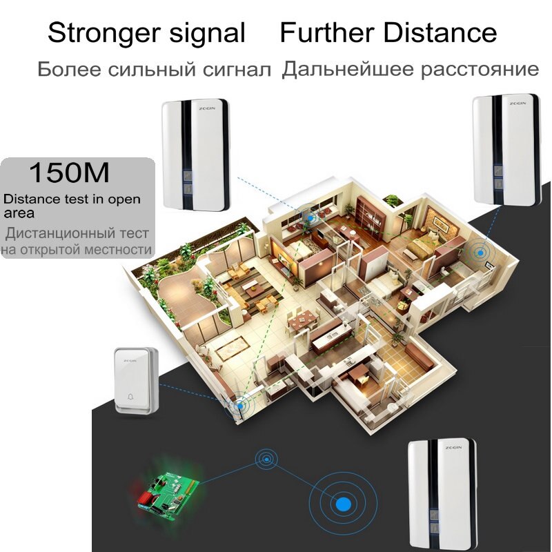 Draadloze Deurbel Waterdicht Self-Powered Knop Smart Deurbel Sets Home Welkom Outdoor Huis Klokkenspel Ontvanger
