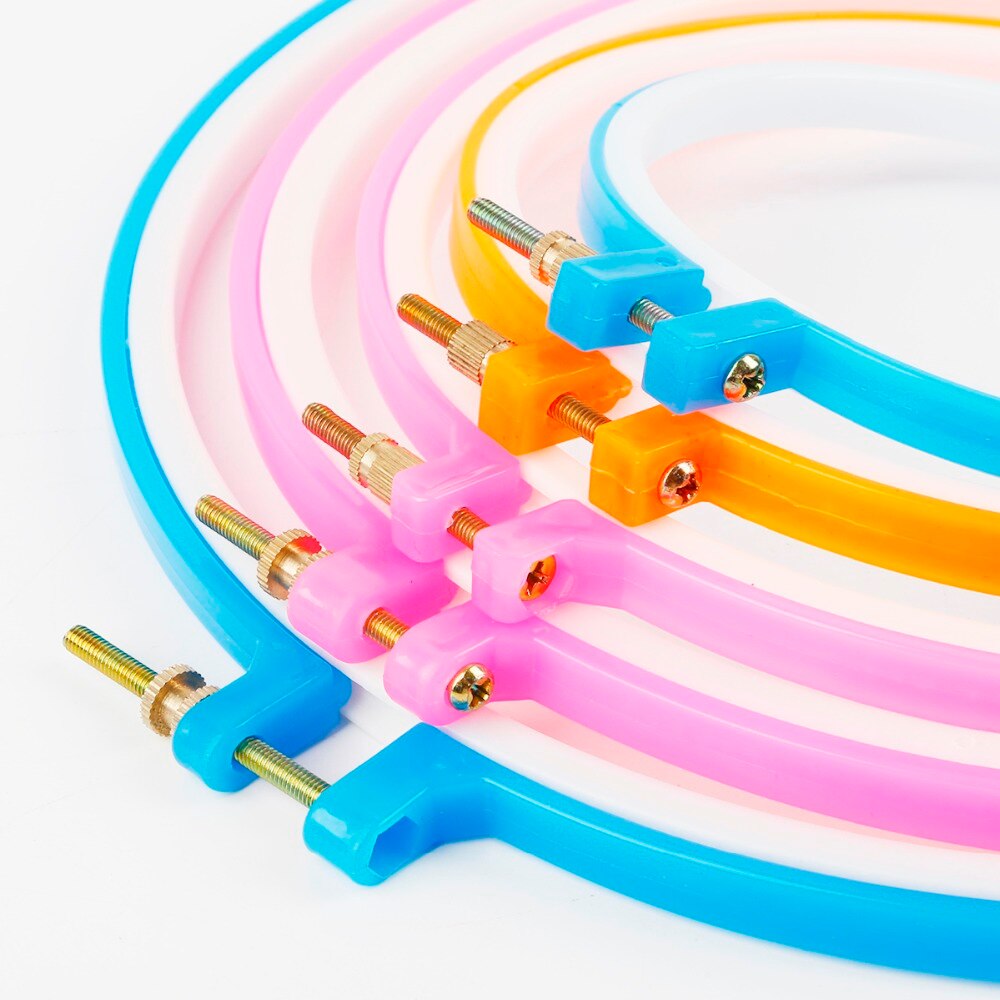 1Pc Cross Verstelbare Naaien Tool Plastic Embroidery Hoop Ring Frame Diy Needlecraft Kruissteek Machine Ronde Loop Handgereedschap