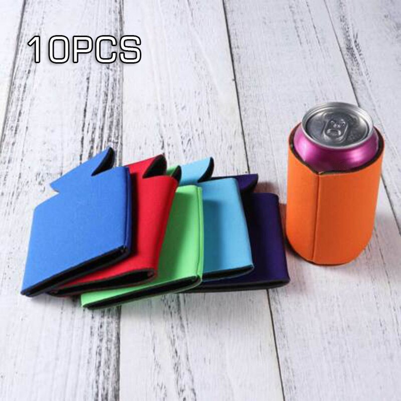10 pièces néoprène canette de bière refroidisseur boisson tasse bouteille manchon isolant-enveloppe couverture Portable bouteille en plein air manchon Camping canette tasse Soda