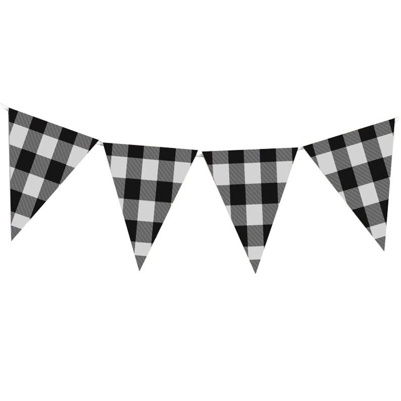 Buffelpläd flagga banderoll skogshuggare vimpel banderoll skogshuggare födelsedag baby shower fest dekoration festtillbehör: Svart