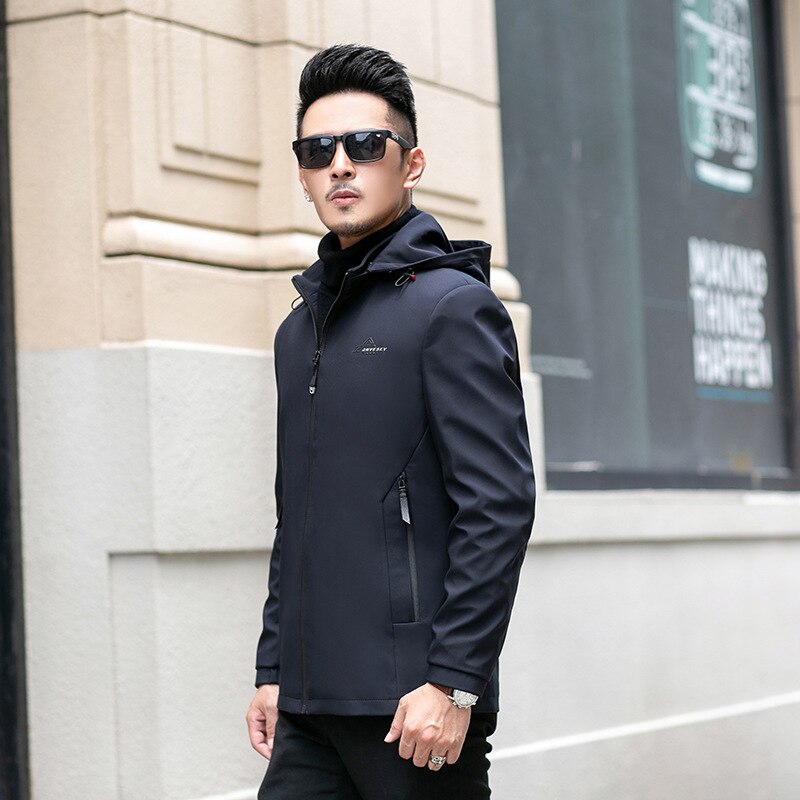 2022 nuovo marchio giacca uomo cerniera primavera autunno inverno casuale solido giacche con cappuccio moda uomo sottile in forma capispalla alta qualità