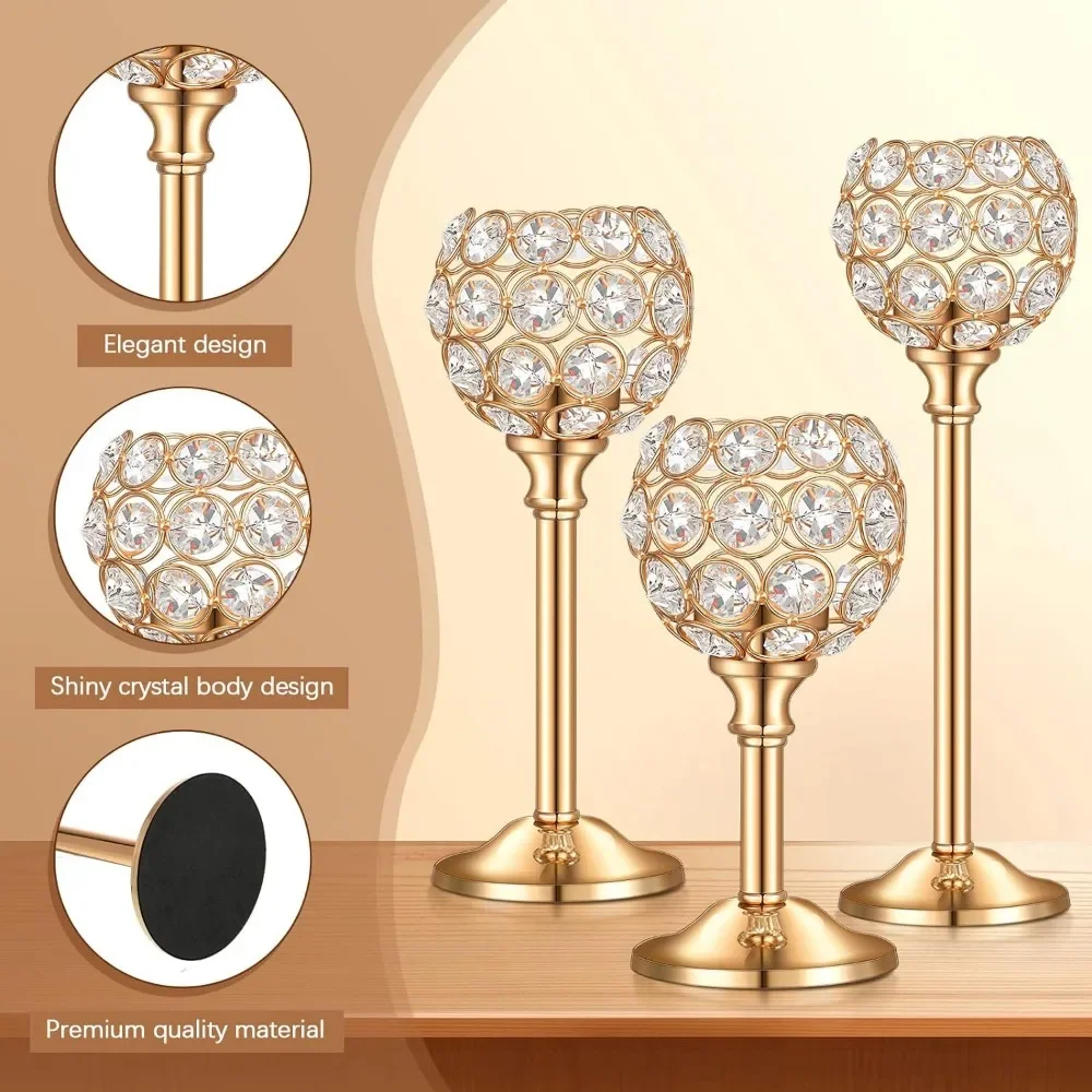 Bougeoirs en métal photophore en cristal moderne, 1 pièce, décor d'église pour fête de mariage, centres de Table à manger, décoration de chandelier