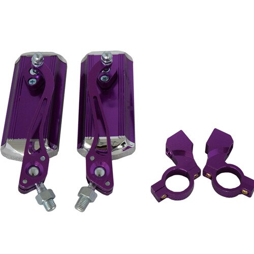 1 par 360 roterende fjellvei motorsykkel sykkel bakspeil sykling rektangel speil reflektor sykkel styre tilbehør: Lilla