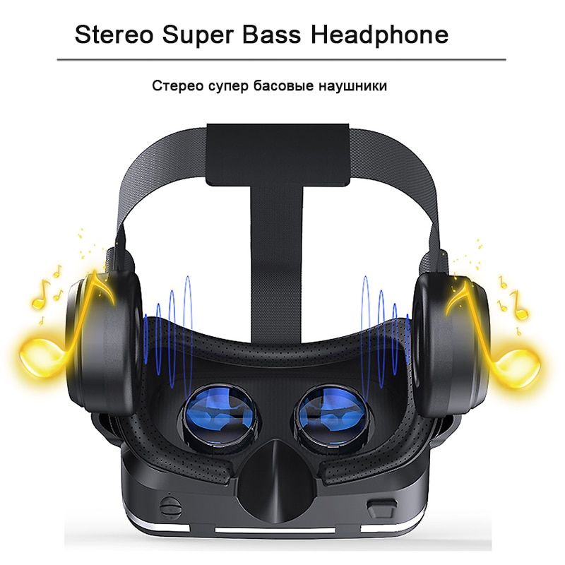 Shinecon 6.0 virtual reality smartphone 3d briller vr headset stereo hjelm vr headset med fjernbetjening til ios android