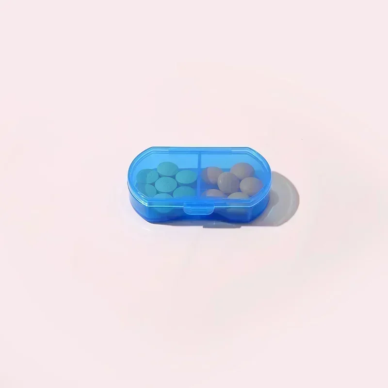 Caja de medicina para pastillas, caja portátil para medicamentos, soporte divisor para tableta, contenedor organizador de almacenamiento, pastillero, Mini dispensador de 2 rejillas, 1 Uds.