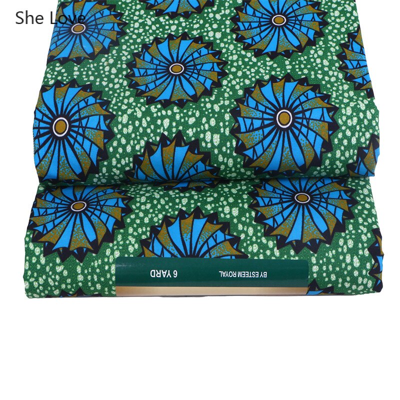 Ze Liefde 1 Yard/lot Groen Afrikaanse Print Wax Stof Nigeriaanse Bintarealwax Polyester Ankara Wiel Bedrukte Stof Diy Jurk materiaal