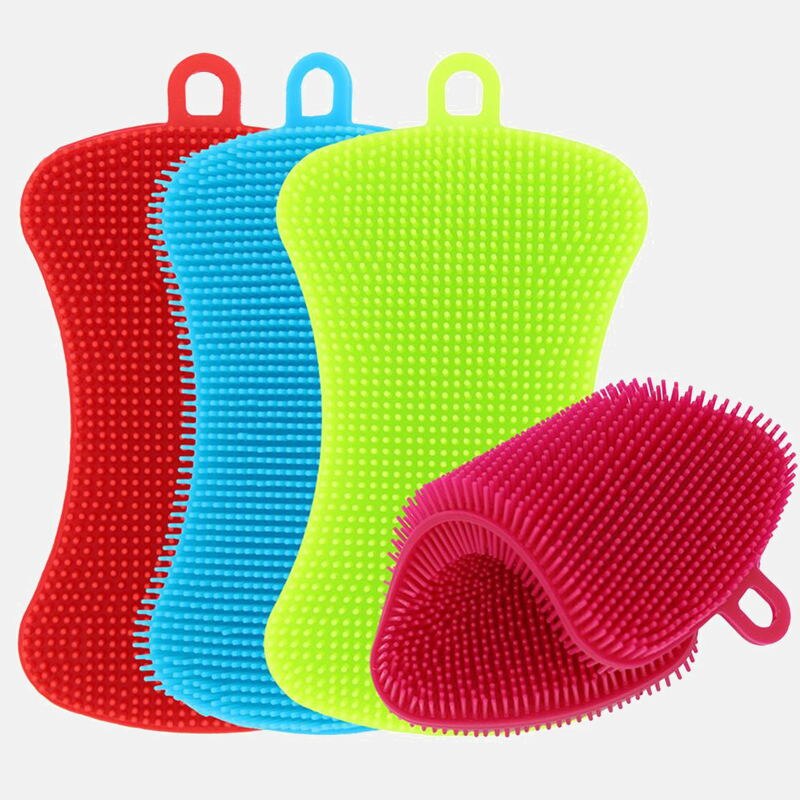 1/3/4pcs Kitchen Cleaning Brush Silicone Dishwashing Brush Fruit Vegetable Dish Washing Cleaning Brushes Pot Pan Sponge Scrubber: 14