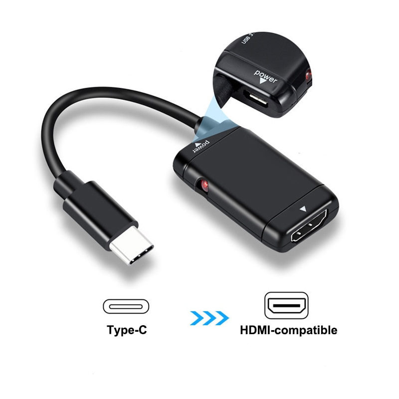 Type C Naar Hdmi-Compatibel Adapter USB3.1 Splitter Met Power Port Man-vrouw Converter Voor Mhl Telefoon Tablet cable Accessorie