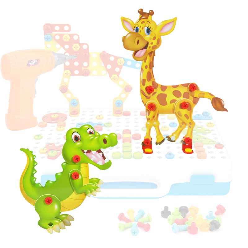 Kids Toy 8 stuks Cartoon Dier Board Accessoires Puzzel Speelgoed Accessoires Geschikt Voor Speelgoed Boor Gemonteerd Creatieve Set
