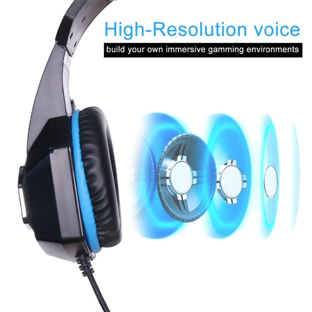 Hunterspider  v1 gaming headset stereo bas hovedtelefon med mikrofon led lys til  ps4 xbox en pc +5000 dpi 6 knapper pro gaming mus
