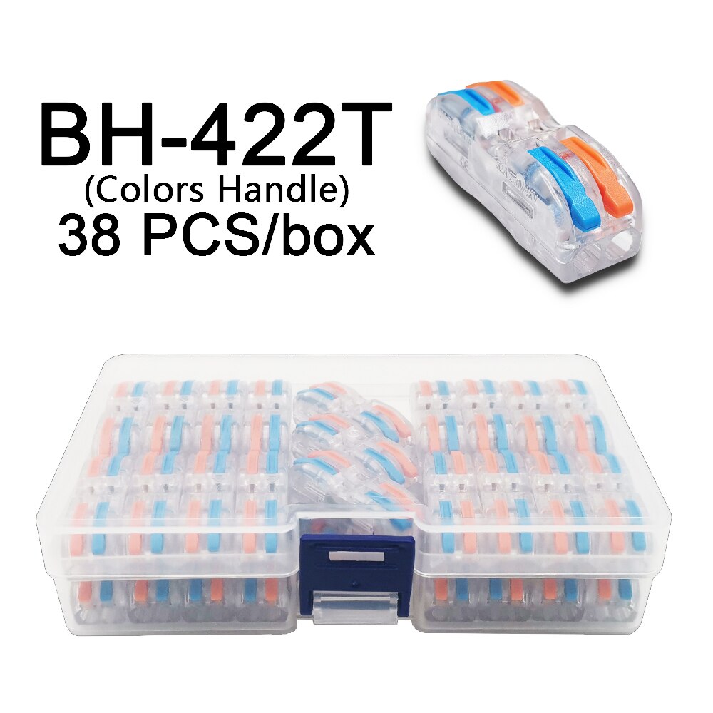 Mini Fast Boxed Wire Connector SPL-2/3/4 SPL-42/62 Compact Conductor Spring Wiring Connector Conductor Push-in Terminal Block: 422CT 38PCS