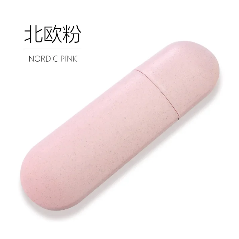 Kannettava hammasharjateline matkahammastahna hammasharjan järjestäjälaatikko suojaa kantta vehnän olkihammastahnaa pölyn säilytyskotelo: Vaaleanpunainen