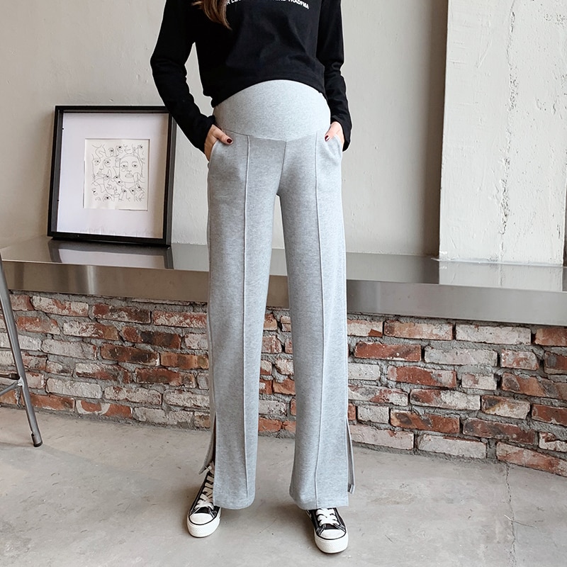2029 # herbst Breite Bein verlieren Gerade Mutterschaft Lange Hosen Einstellbar Bauch Hosen Kleidung für Schwangere Frauen Schwangerschaft Schlauch