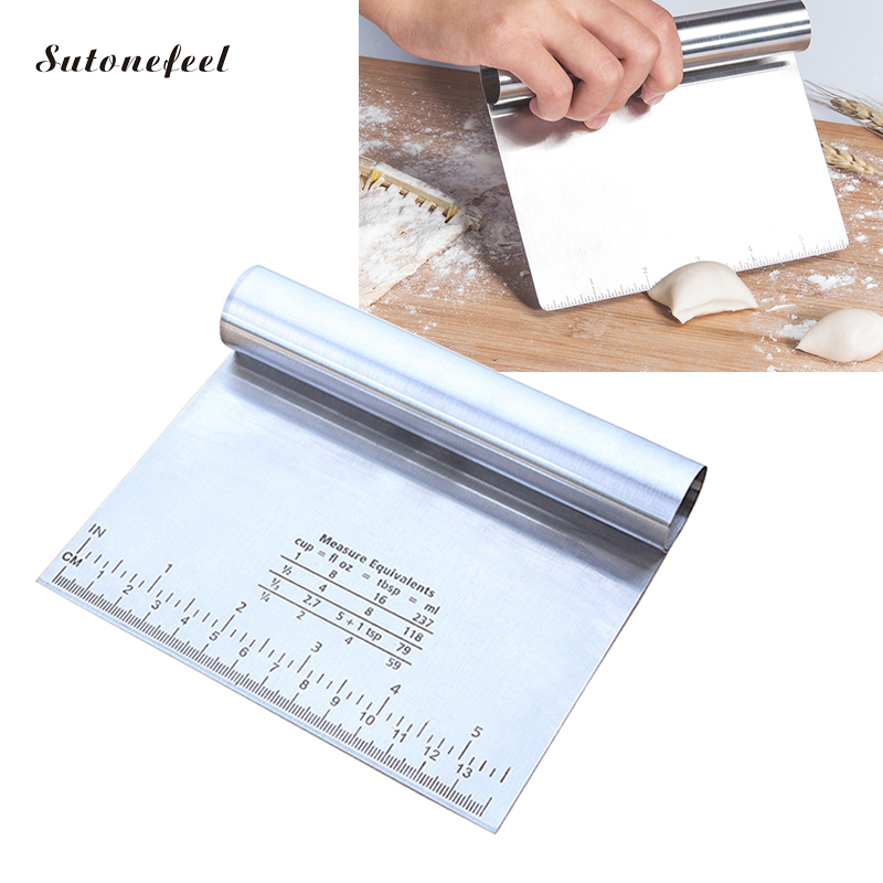 Stainless Steel Pastry Cutter with Measuring Guide Pizza Dough Scraper Baking Pastry Spatulas Bread Slicer Kitchen Accessories