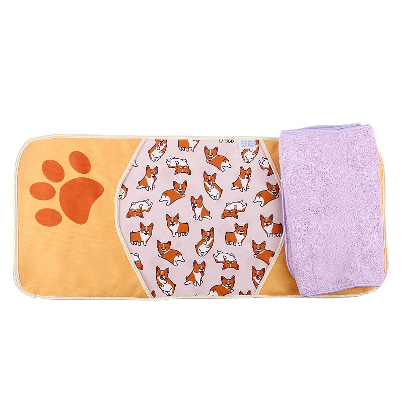 Hundeabsorberende håndkle kjæledyr hund badehåndkle kjæledyr tørkehåndkle ultraabsorberende mikrofiber mykt materiale mikrofiber potetrykk badehåndkle: Lilla