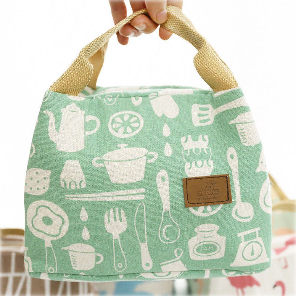 Animal Flamingo Bear Lunch Bags Women Portable Functional Canvas Insulated Thermal Food Picnic Kids Cooler Lunch Box Bag Tote