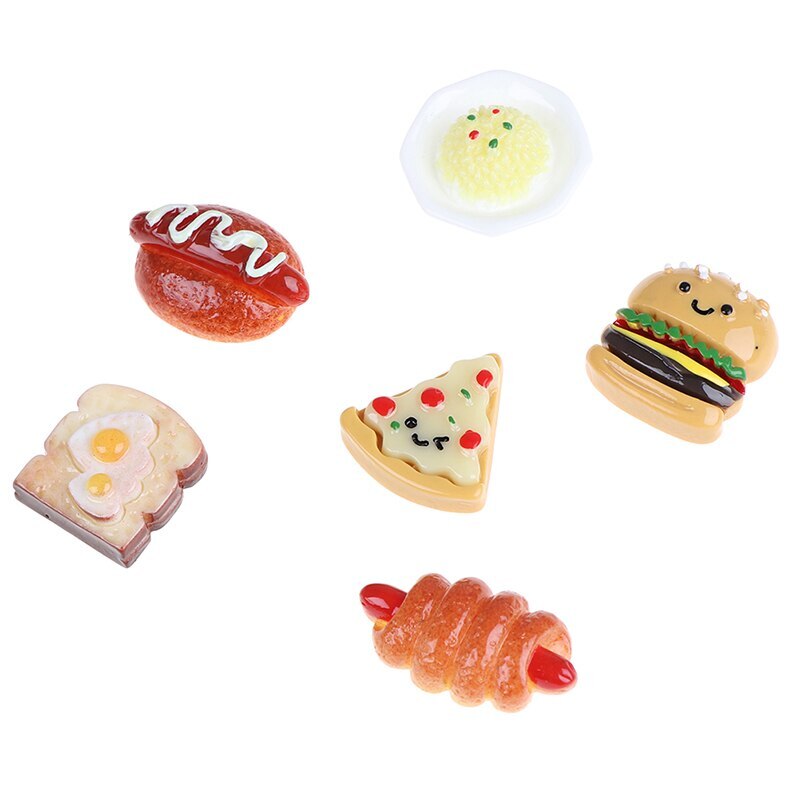 10 stücke Mini Harz Lebensmittel Spielen Spielzeug Hause Handwerk vorgeben Hotdog Brot Kuchen Puppe Haus Miniatur Ornament Dekor Für freundlicher