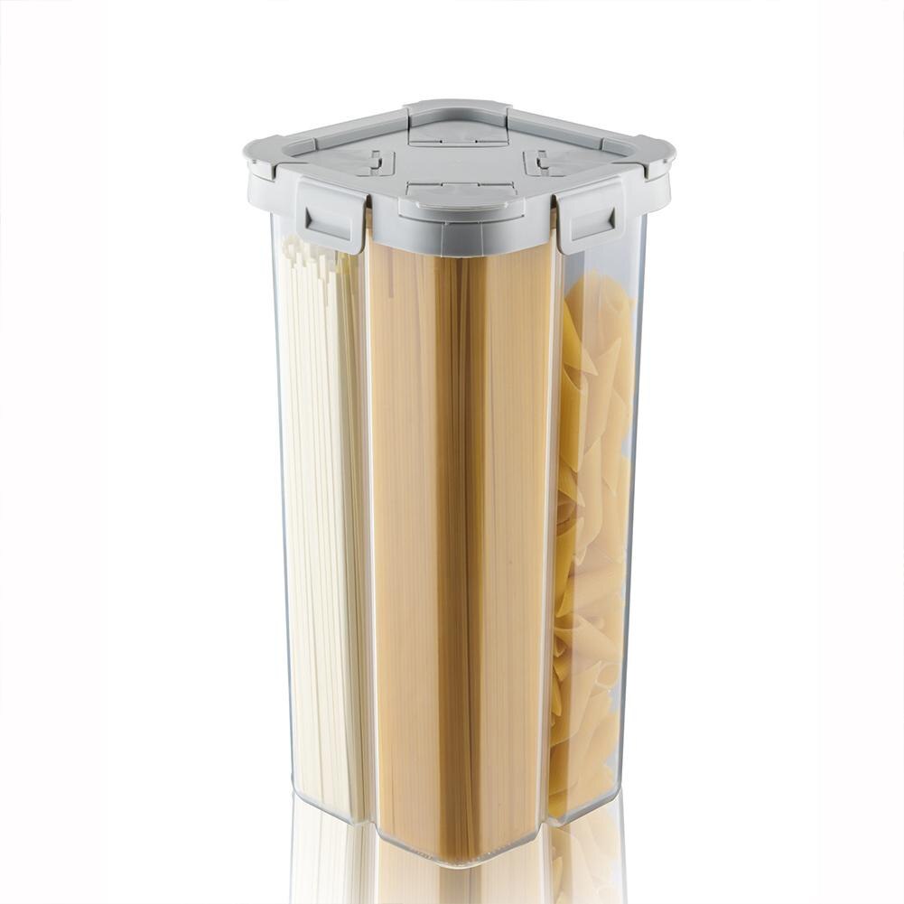 Food Storage Box Cereal Sealed Box Snacks Jar Refrigerator Food Crisper Kitchen Accessories Organizer Home 4 Grid Compartment: large grey