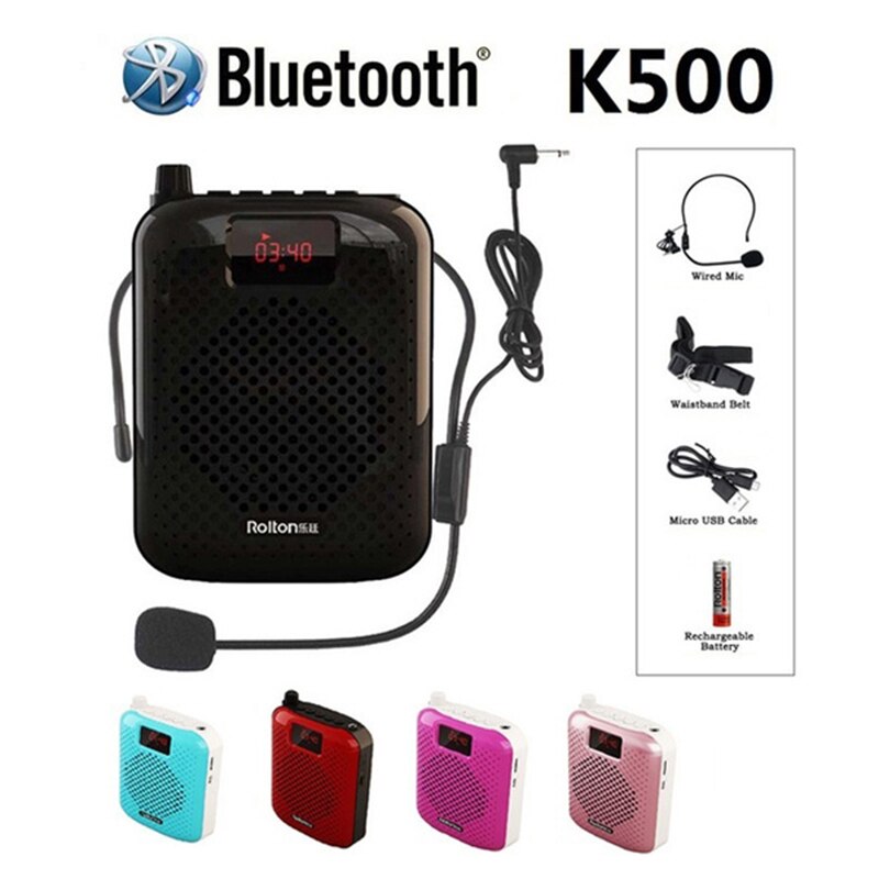 Mini K500 Microfoon Bluetooth Luidspreker Draagbare Auto Pairing Voice Versterker Megafoon Luidspreker Usb Opladen Voor Onderwijs