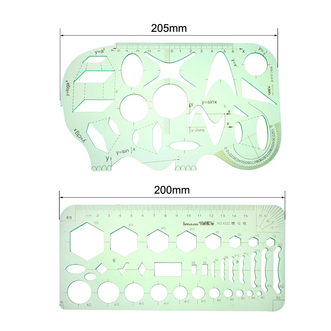 uxcell Geometric Drawing Template Measuring Ruler for Drawing Engineering Drafting 6pcs