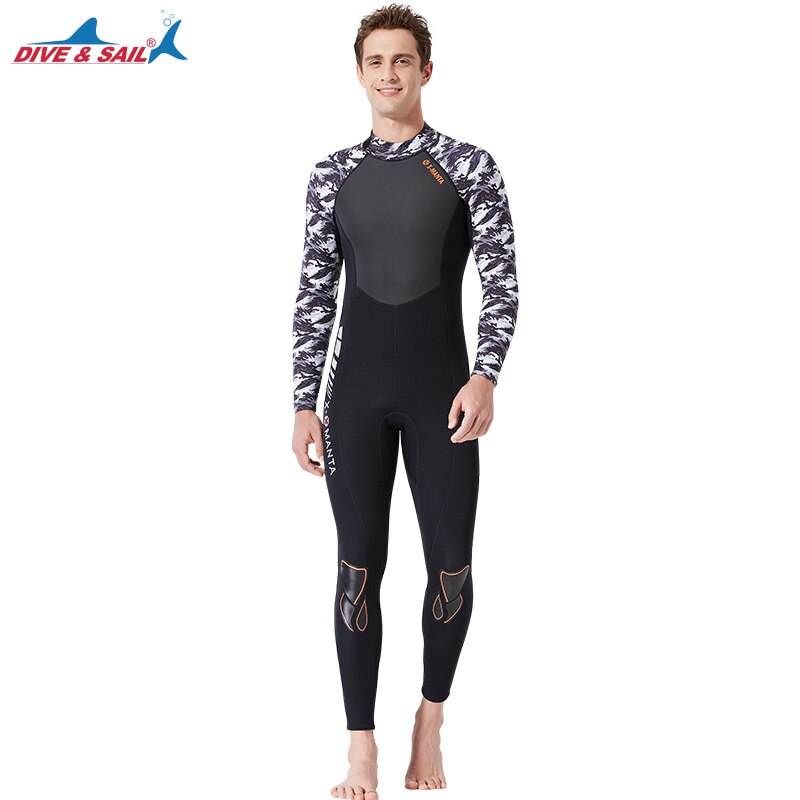 DIVE & SAIL 1.5MM Neoprene Wetsuit Women Men Warm One Piece Wet suit for Scuba Diving Surfing WS-19483: Mens - Black / M