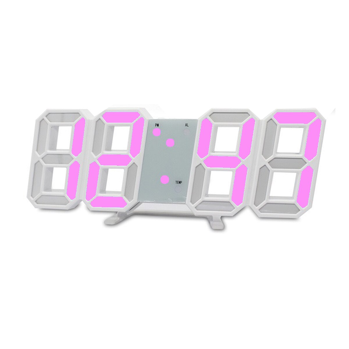 3D Large LED Digital Wall Clock Date Time Celsius Nightlight Display Table Desktop Clocks Alarm Clock From Living Room: White Pink